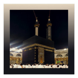 Pôster Hajj Pilgrims em Fajr, Kaaba, Meca, Arábia Saudita