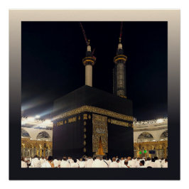Pôster Hajj Pilgrims em Fajr, Kaaba, Meca, Arábia Saudita