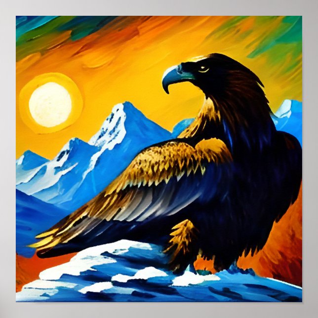 Poster Halcón en la montaña (Frente)
