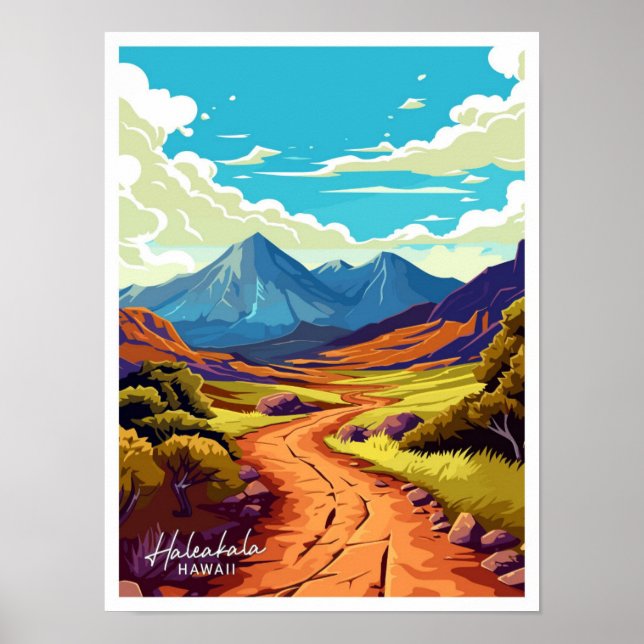 Poster Haleakala Hawaii viagem Vintage (Frente)
