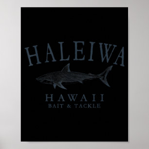Poster Haleiwa havaí tubarão arte retrô em ardósia pesca