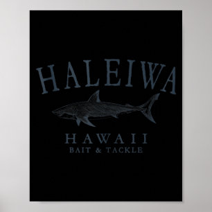 Poster Haleiwa havaí tubarão retro ardósia arte pesca tan