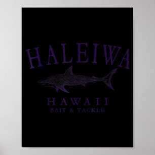Poster Haleiwa havaí tubarão vintage ameixa arte pesca