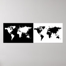 half black/ half white world map