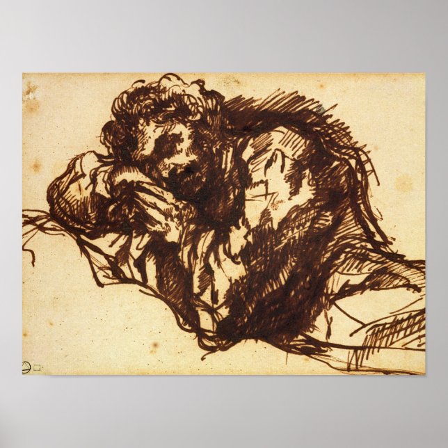 Poster Half length portrait of a man bending over (Frente)