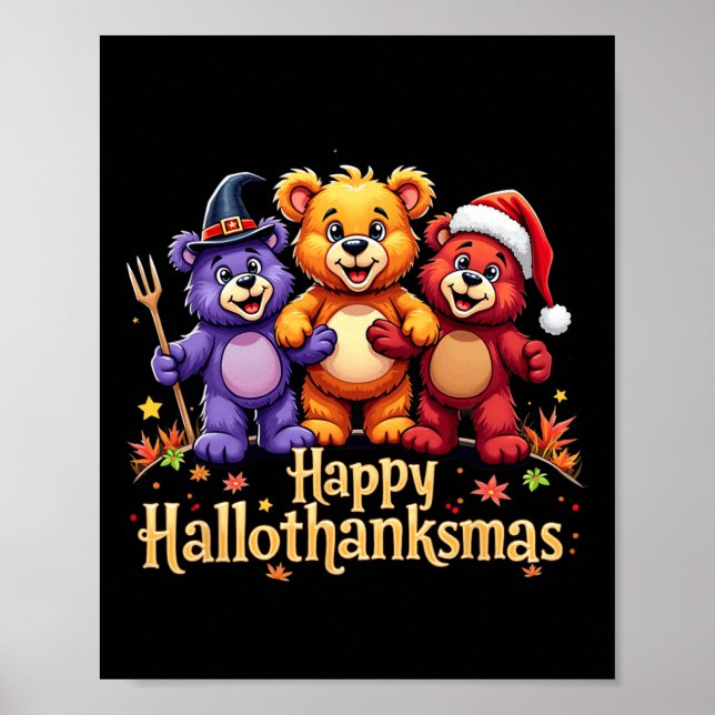 Poster Hallothanksmas Bears Tee Halloween Ch (Frente)