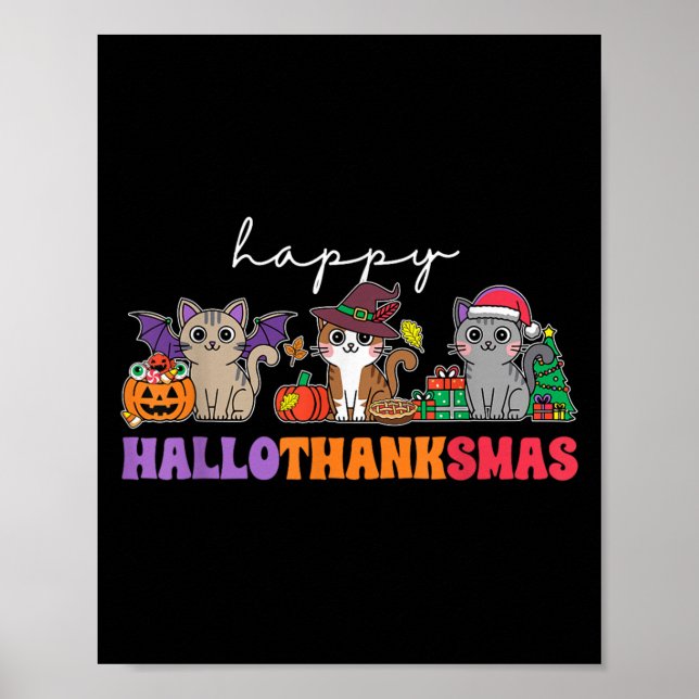 Poster Hallothanksmas Cats _ Uni-adults, Uni-kids, Black, (Frente)