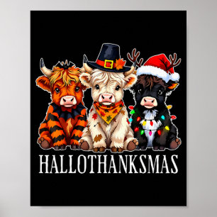 Poster Hallothanksmas Dia das Bruxas Ação de Graças Natal