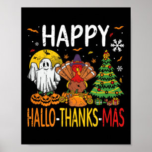 Poster Hallothanksmas Dia das Bruxas Dia de Ação de Graça