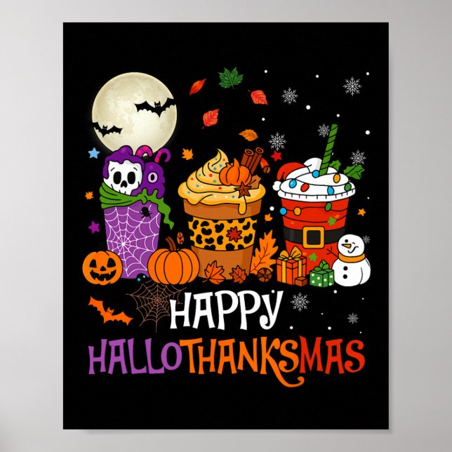 Poster Hallothanksmas Halloween Ação de Graças Co (Frente)