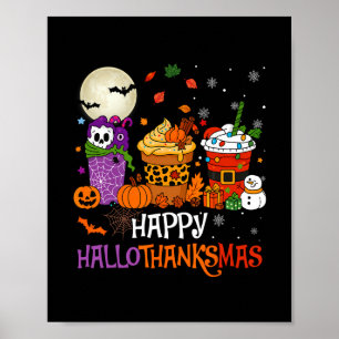 Poster Hallothanksmas Halloween Dia de Ação de Graças Nat