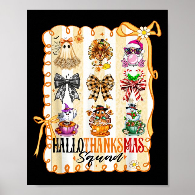 Poster Hallothanksmas Squad Coquette Bow Halloween Thanks (Frente)