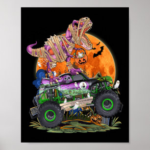 Poster Halloween 2023 Dinossauro Esqueleto T rex Pumpk as