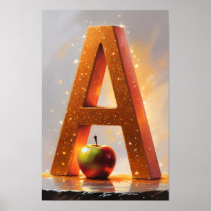 Poster Halloween Alfabeto Crianças ABC Letra A