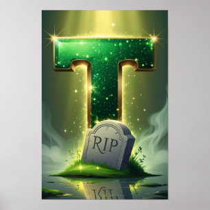 Poster Halloween Alfabeto Crianças ABC Letra T