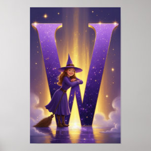Poster Halloween Alfabeto Crianças ABC Letra W