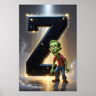 Poster Halloween Alfabeto Crianças ABC Letra Z