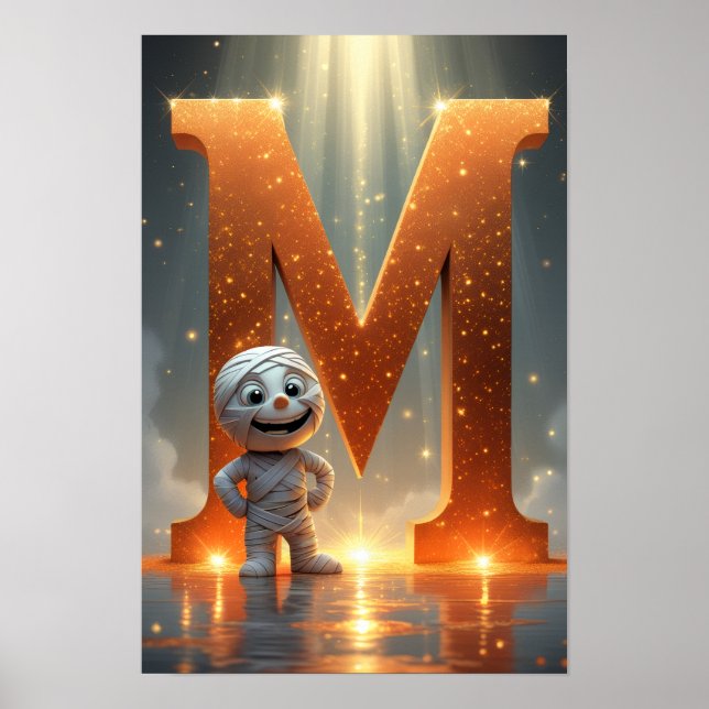 Poster Halloween Alphabet Kids ABC Letter M (Frente)