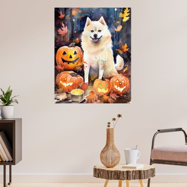 Poster Halloween American Akita With Pumpkins Scary (Sala de Estar 3)