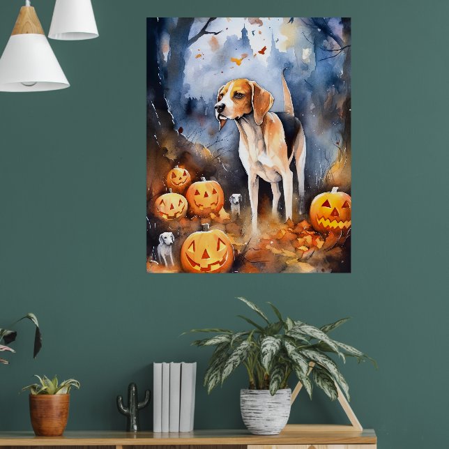 Poster Halloween American English Foxhound Com Pumpkins (Sala de Estar 1)