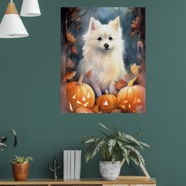 Poster Halloween American Eskimo With Pumpkins Scary (Sala de Estar 1)