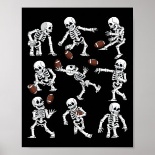 Poster Halloween American Football Skeletons Engraçado Me