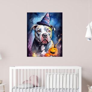 Poster Halloween American Staffordshire Com Pumpkins