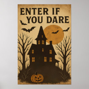 Poster Halloween Antigo Entre se Você Ousar