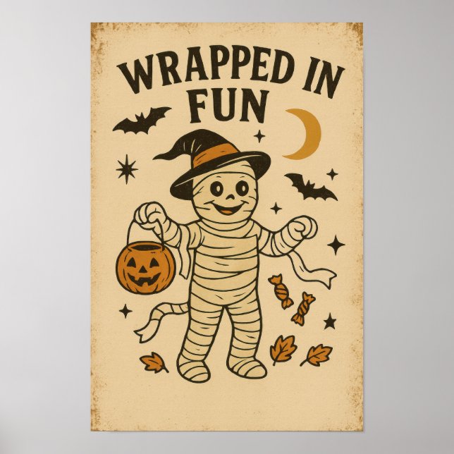 Poster Halloween Antigo Envolto em Diversão (Frente)