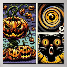 Poster Halloween Assombrado: Patch de Abóbora do Livro de