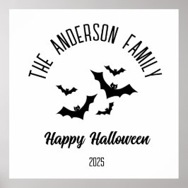 Poster Halloween Black Bats Personalizado Nome Ano