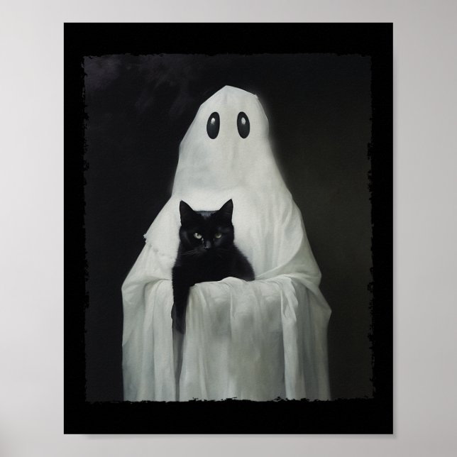 Poster Halloween Black Cat Ghost Spooky Season Costume (Frente)