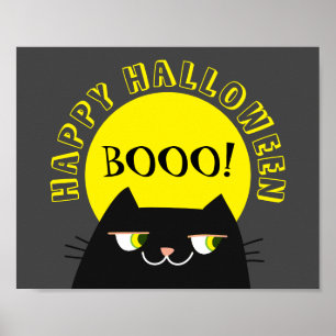 Poster Halloween Black Cat Simples Engraçado