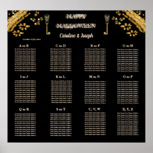 Poster Halloween Black & Dourado Skulls & Dourado Seating