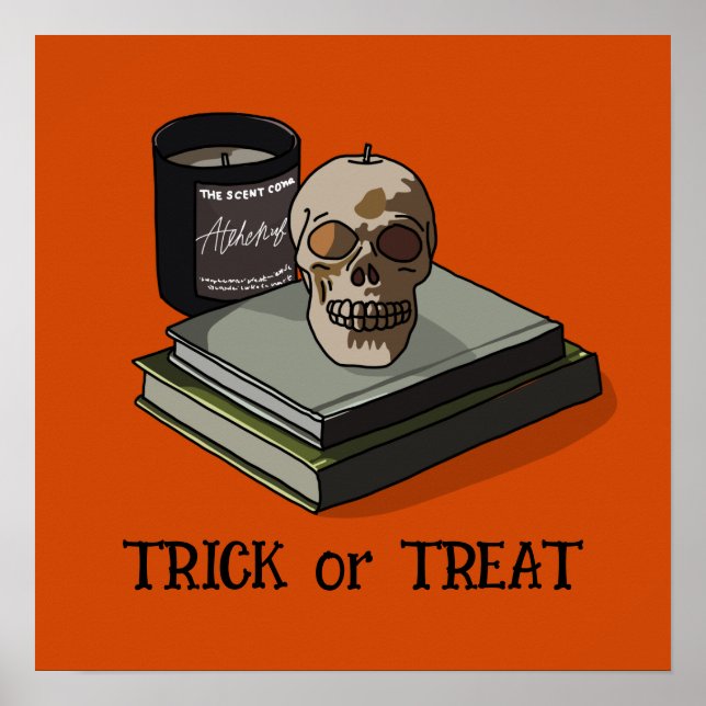 Poster Halloween - Bonito Céu Branco Engraçado (Frente)