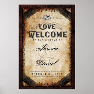 Pôster Halloween Brown Gothic 24x36 Bem-vindo ao casament