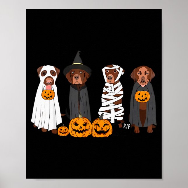 Poster Halloween Brown Labrador Ghost Soky Chocolate Lab  (Frente)