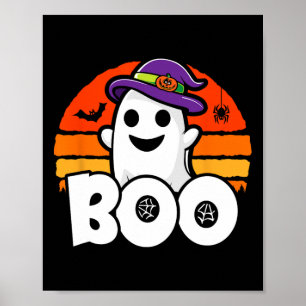 Poster Halloween - Bruxa Fantasma Bonita - Boo - Hallowee
