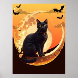 Poster Halloween Cat Modern