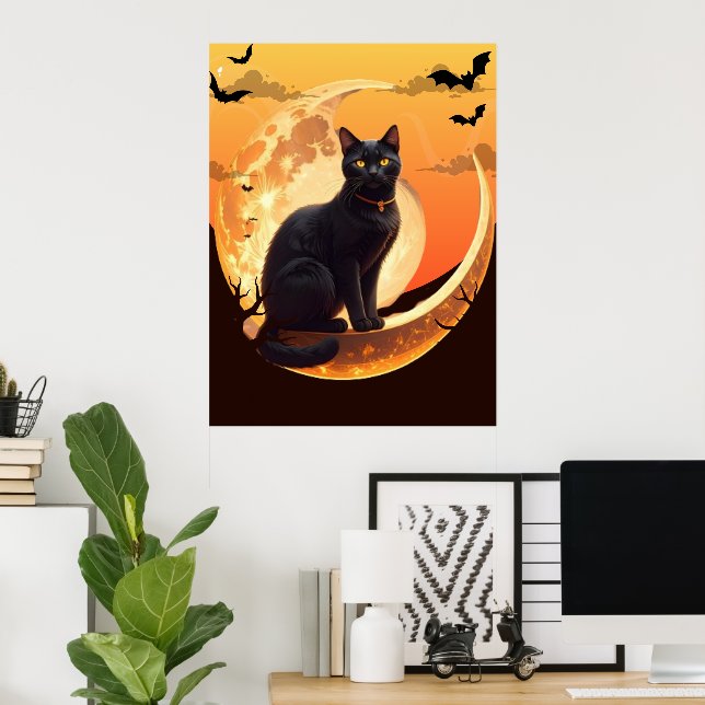 Poster Halloween Cat Modern (Escritório em casa)