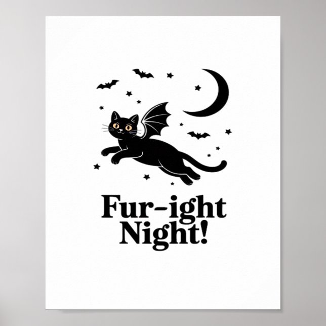 Poster Halloween Cat Spooky e Na moda Feline Inspirados (Frente)
