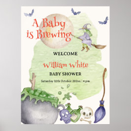 Poster Halloween Cauldron Baby está criando sinal de boas
