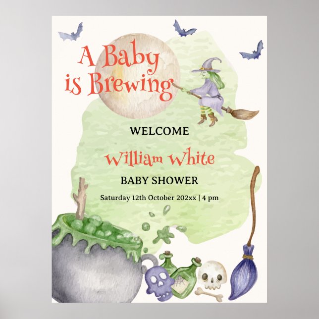 Poster Halloween Cauldron Baby está criando sinal de boas (Frente)