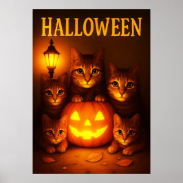 Poster Halloween com Cat Orange Digital Art
