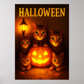 Poster Halloween com Cat Orange Digital Art