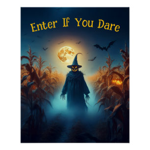 Pôster Halloween Corn Field & Scare Crow