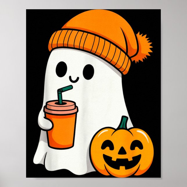 Poster Halloween Costume Ghost Drinking Pumpkin Men Women (Frente)