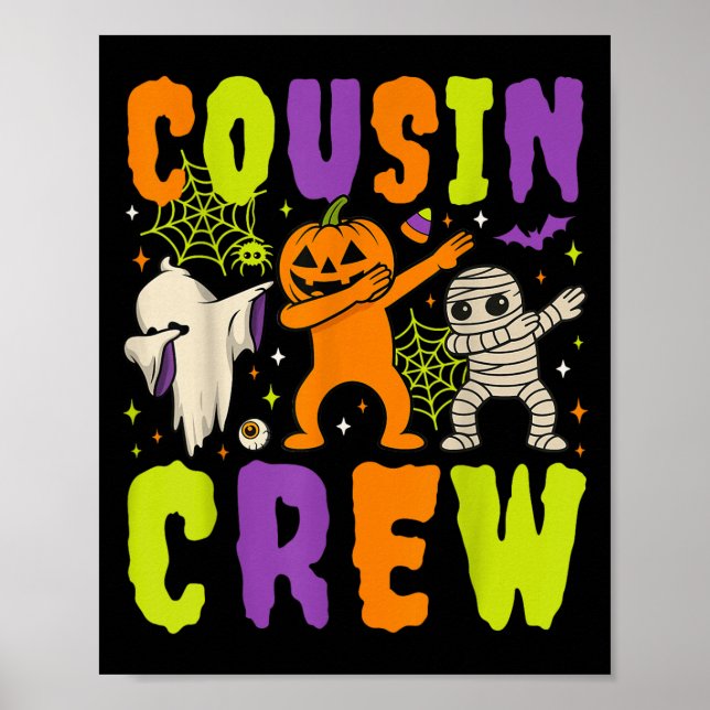 Poster Halloween Cousin Crew 2025 Kid Matching Spooky (Frente)