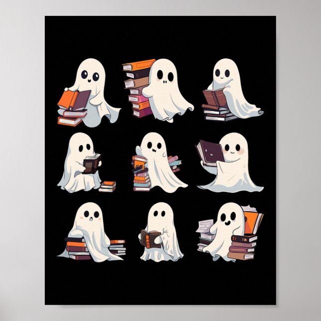 Poster Halloween Cute Ghost Leia Mais Livros "Spooky Boo" (Frente)