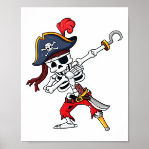 Poster Halloween Dabbing Pirate Skeleton Diversão Dab Boy